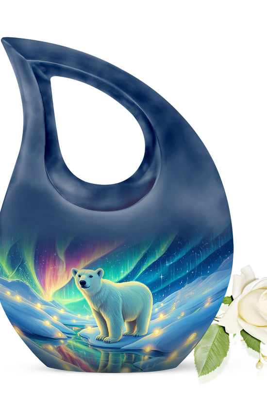 Radiant Bear Memorial Cremation Urns - Blue 10-inch, 200 cu in - Yatskia