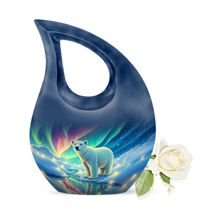 Radiant Bear Memorial Cremation Urns - Blue 10-inch, 200 cu in - Yatskia