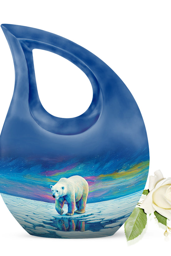 Blue Stately Bear Cremation Urns for Human Ashes - 10-inch, 200 cu in - Yatskia