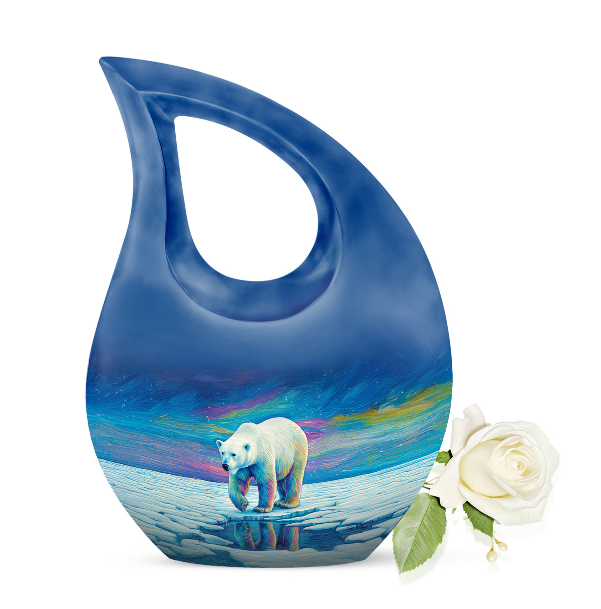 Blue Stately Bear Cremation Urns for Human Ashes - 10-inch, 200 cu in - Yatskia