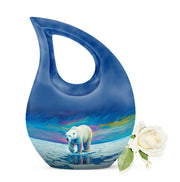 Blue Stately Bear Cremation Urns for Human Ashes - 10-inch, 200 cu in - Yatskia