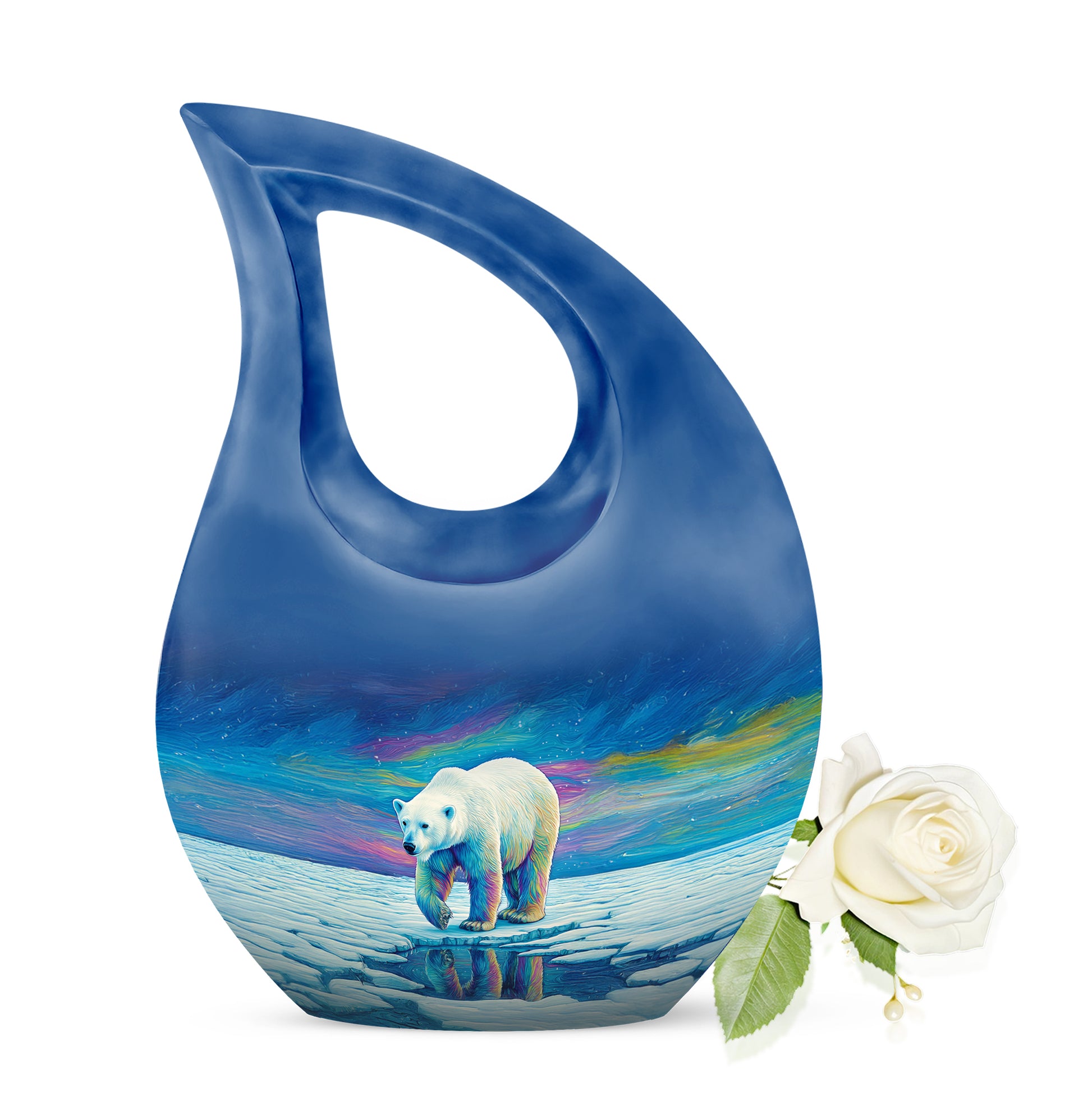 Blue Stately Bear Cremation Urns for Human Ashes - 10-inch, 200 cu in - Yatskia