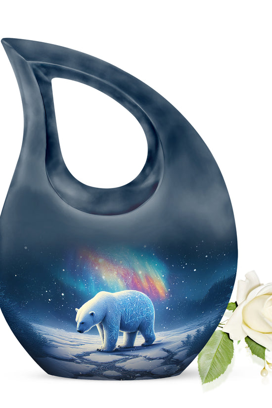 Personalized Blue Revered Bear Cremation Urns for Human Ashes - 10-inch, 200 cu in - Yatskia