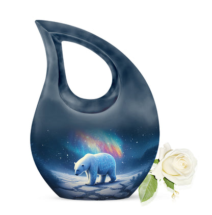Personalized Blue Revered Bear Cremation Urns for Human Ashes - 10-inch, 200 cu in - Yatskia