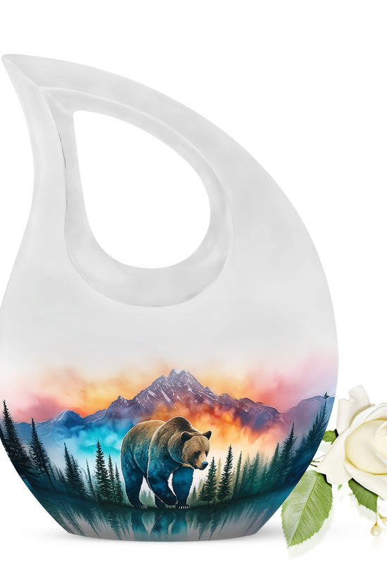 Remarkable Bear Memorial Cremation Urns - Silver 10-inch, 200 cu in - Yatskia
