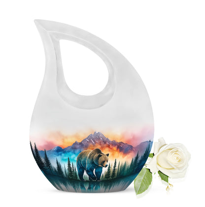 Remarkable Bear Memorial Cremation Urns - Silver 10-inch, 200 cu in - Yatskia
