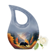 Personalized Gold Steadfast Bear Cremation Urns for Human Ashes - 10-inch, 200 cu in - Yatskia