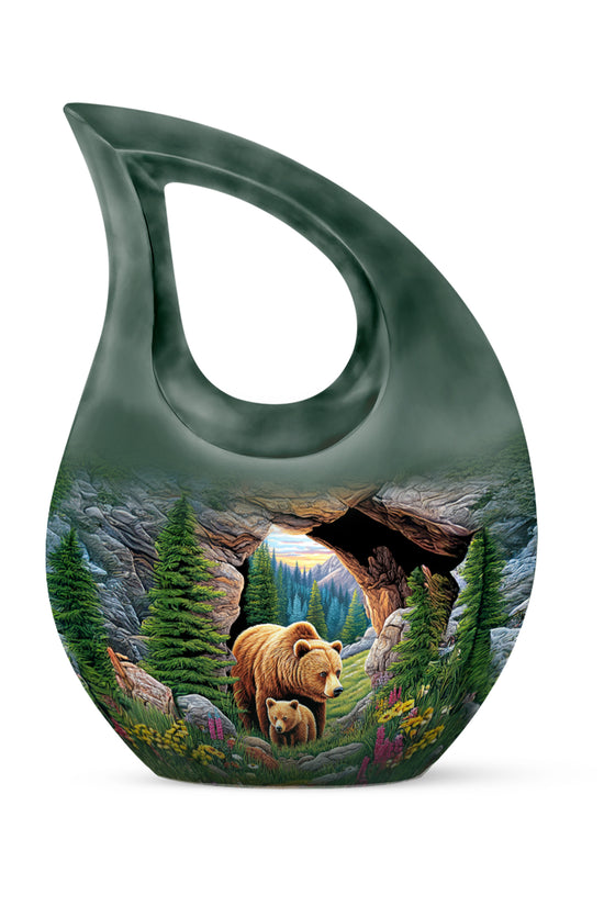 Ethereal Bear Memorial Cremation Urns - Green 10-inch, 200 cu in - Yatskia