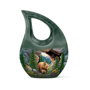 Ethereal Bear Memorial Cremation Urns - Green 10-inch, 200 cu in - Yatskia