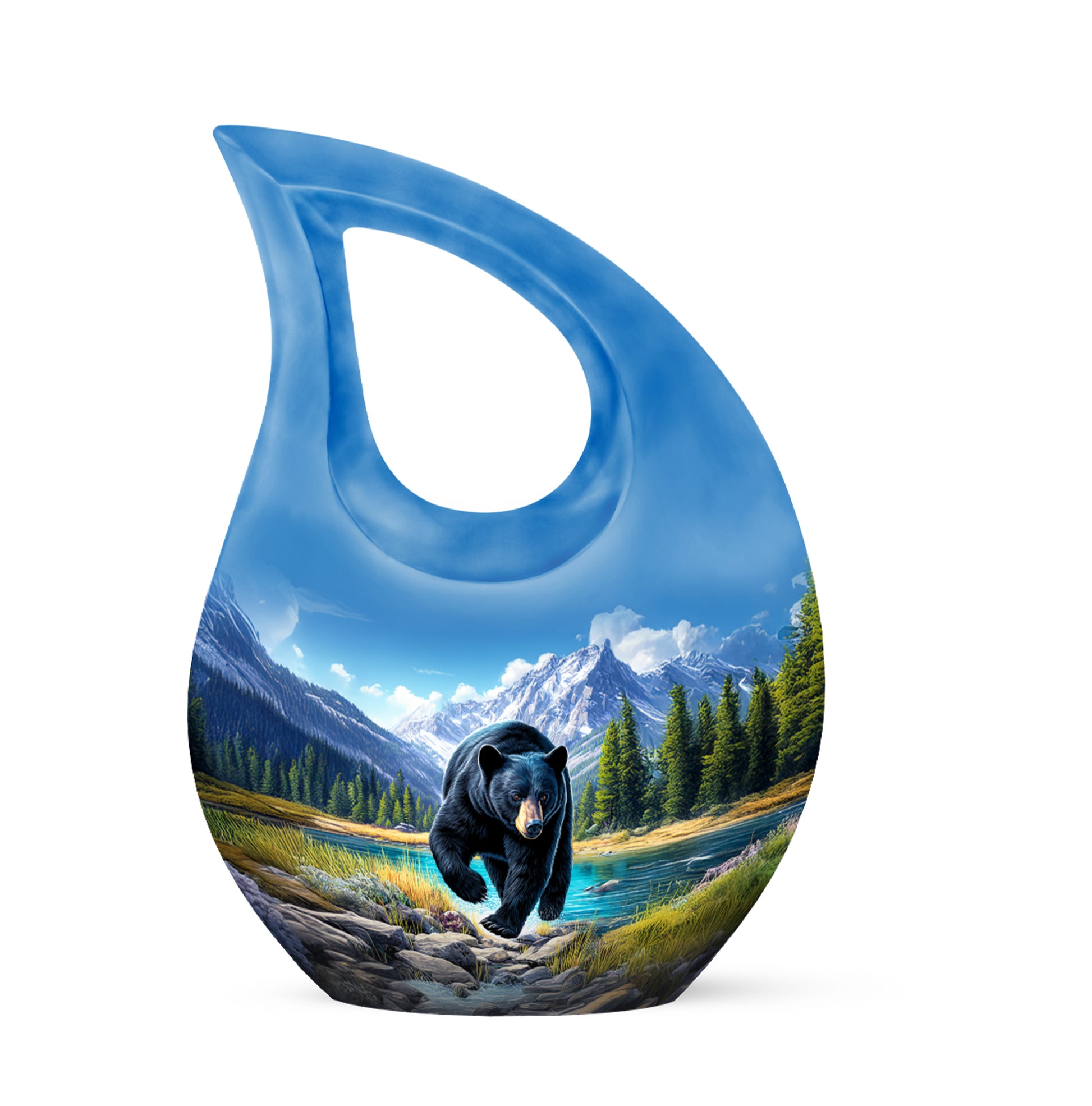 Blue Resounding Bear Memorial Urn for Ashes - 10-inch, 200 cu in - Yatskia