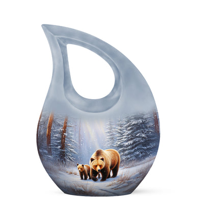 Personalized Silver Heavenly Bear Cremation Urns for Human Ashes - 10-inch, 200 cu in - Yatskia