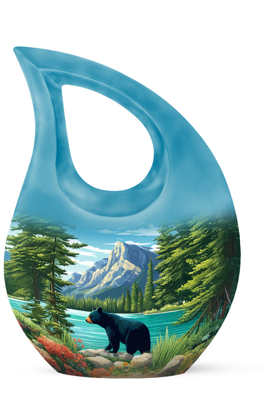 Resplendent Blue Bear Cremation Urn for Ashes - 10-inch, 200 cu in - Yatskia