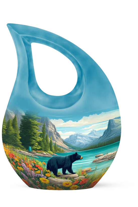 Distinguished Teal Bear Cremation Urn for Ashes - 10-inch, 200 cu in - Yatskia