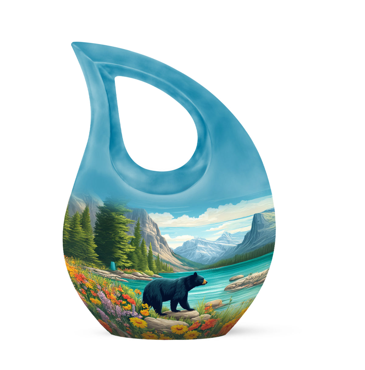 Distinguished Teal Bear Cremation Urn for Ashes - 10-inch, 200 cu in - Yatskia