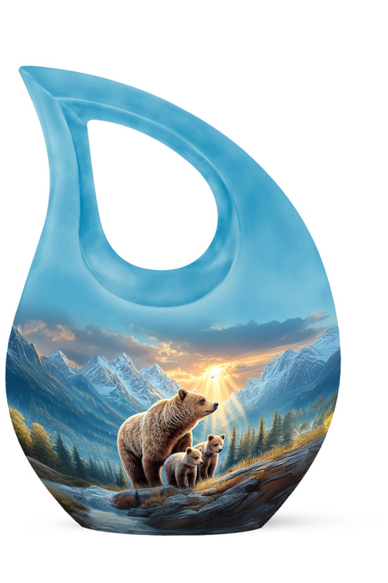 Harmonious Bear Cremation Urns for Human Ashes - Blue 10-inch - Yatskia
