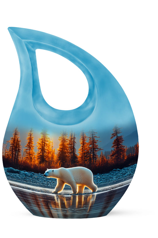 Divine Blue Bear Cremation Urn for Ashes - 10-inch, 200 cu in - Yatskia