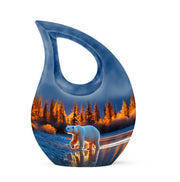Blessed Bear Cremation Urns for Human Ashes - Blue 10-inch - Yatskia