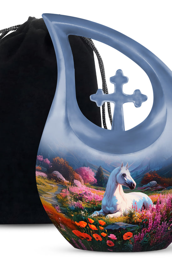 Nature Unicorn Cremation Urn – Flower Field Memorial Urn For Ashes