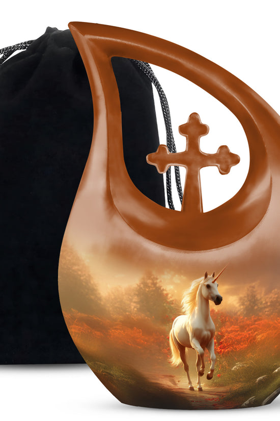 Golden Unicorn Funeral Urn - Forest Memorial Urn For Loved Ones Ashes