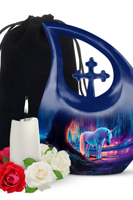 Neon Forest Unicorn Urn - Memorial Urn For Mother & Father