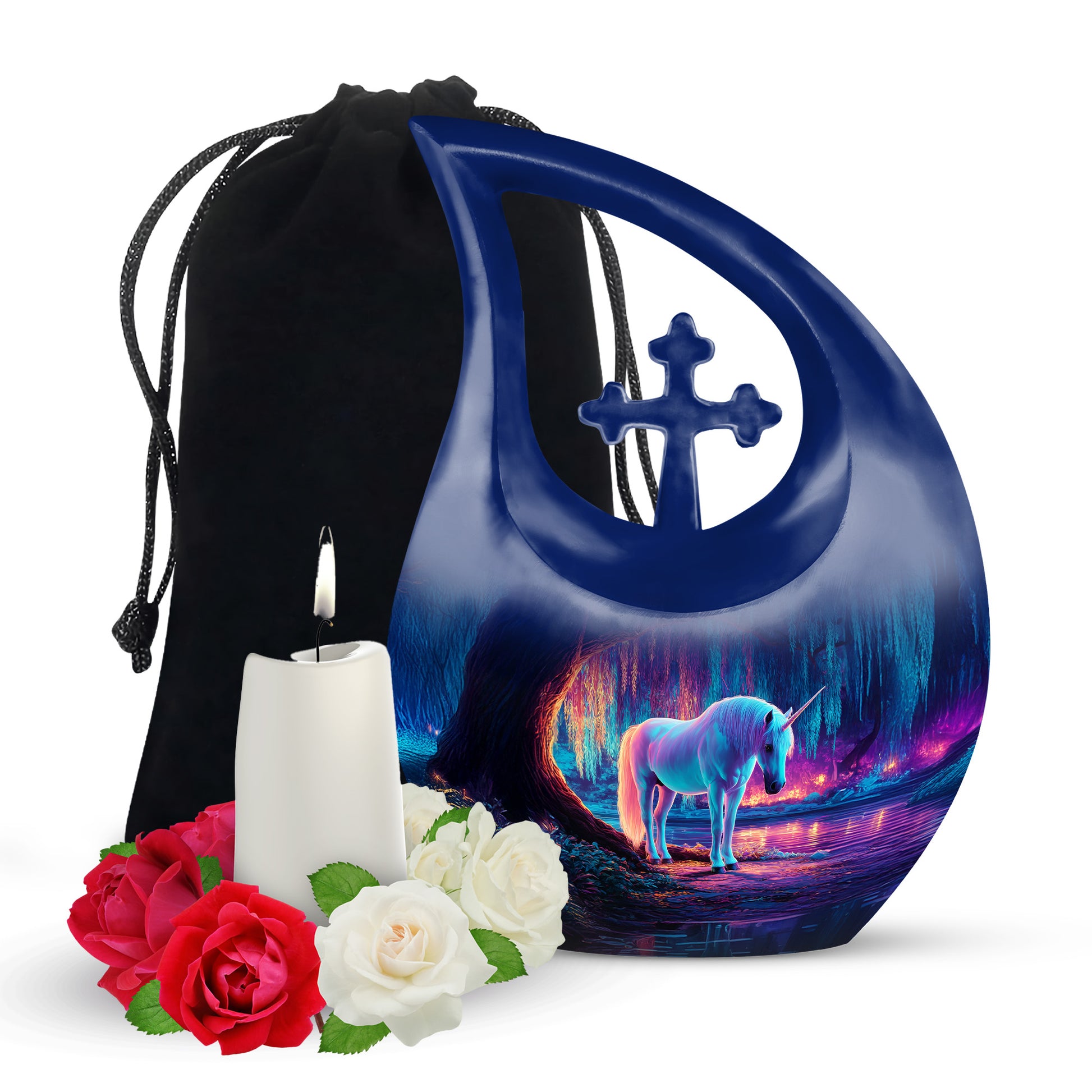 Neon Forest Unicorn Urn - Memorial Urn For Mother & Father