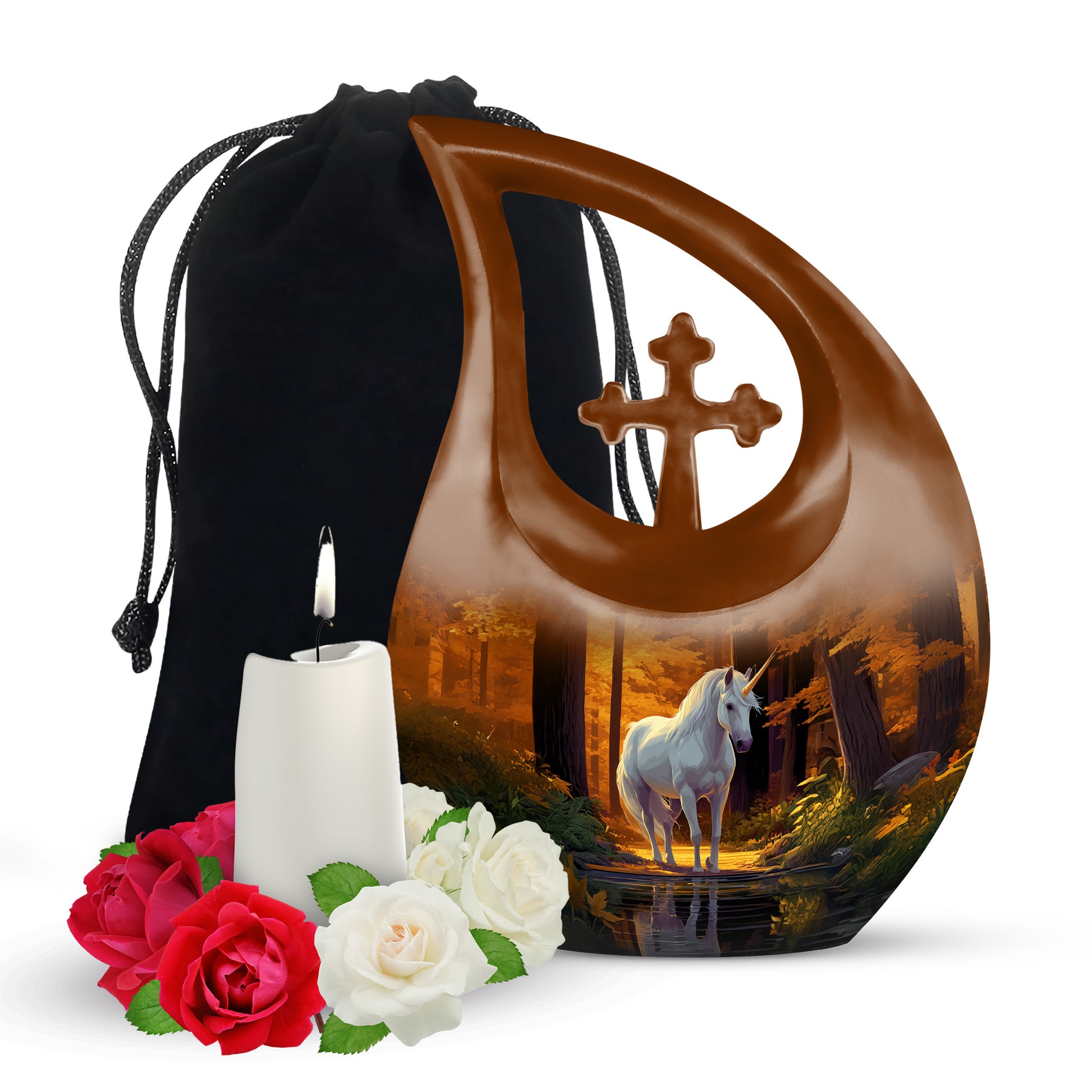 Unicorn Memorial Urn - Autumn Forest Cremation Urn For Adults Ashes