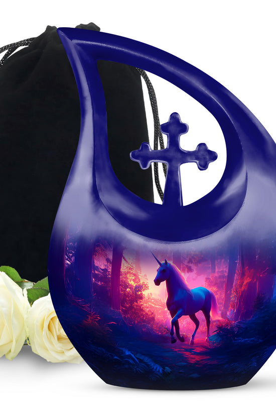 Unicorn Forest Funeral Urn - Neon Aluminium Urn For Human Ashes