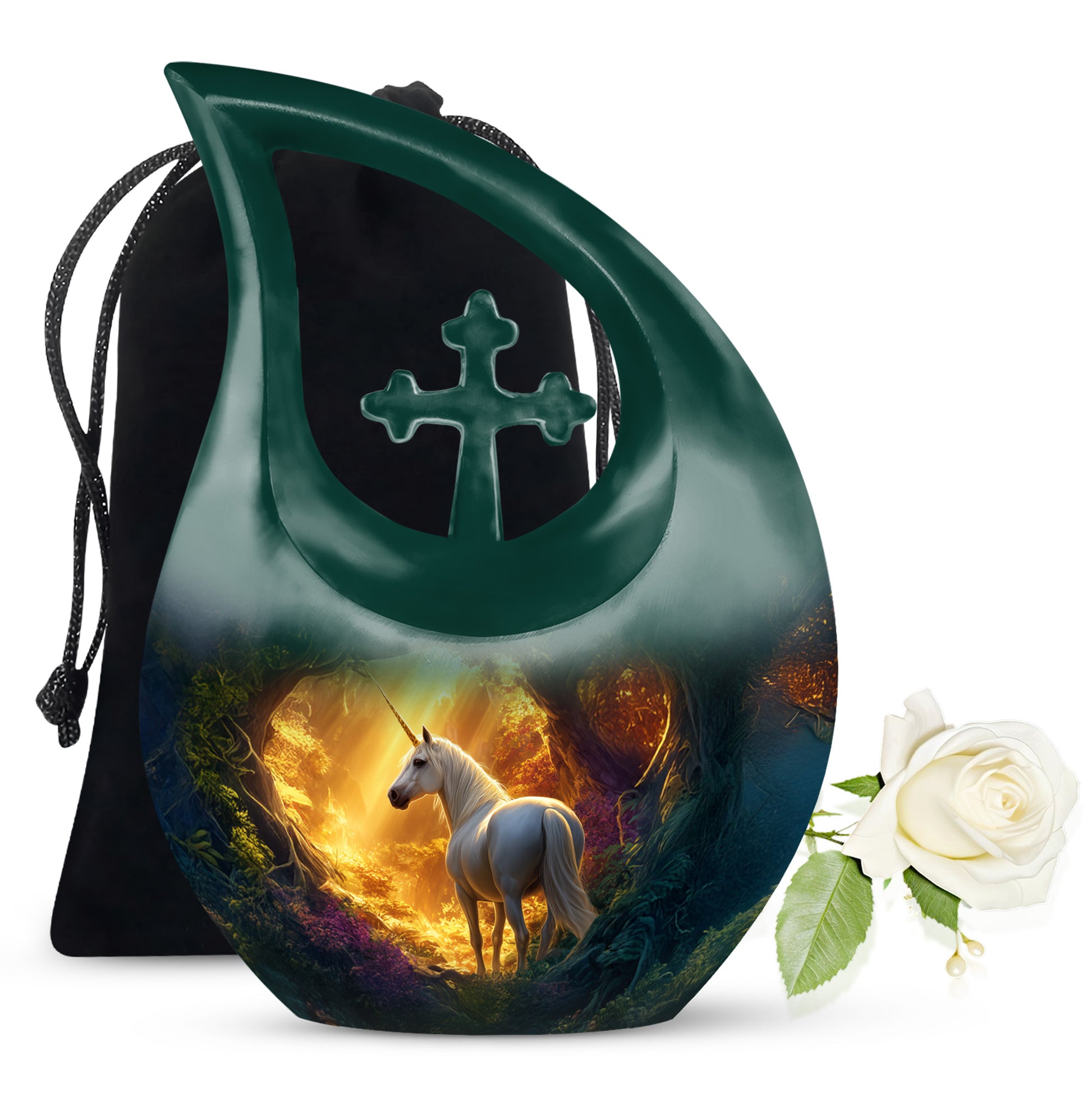 Golden Unicorn Funeral Urn - Forest Memorial Urn For Burial