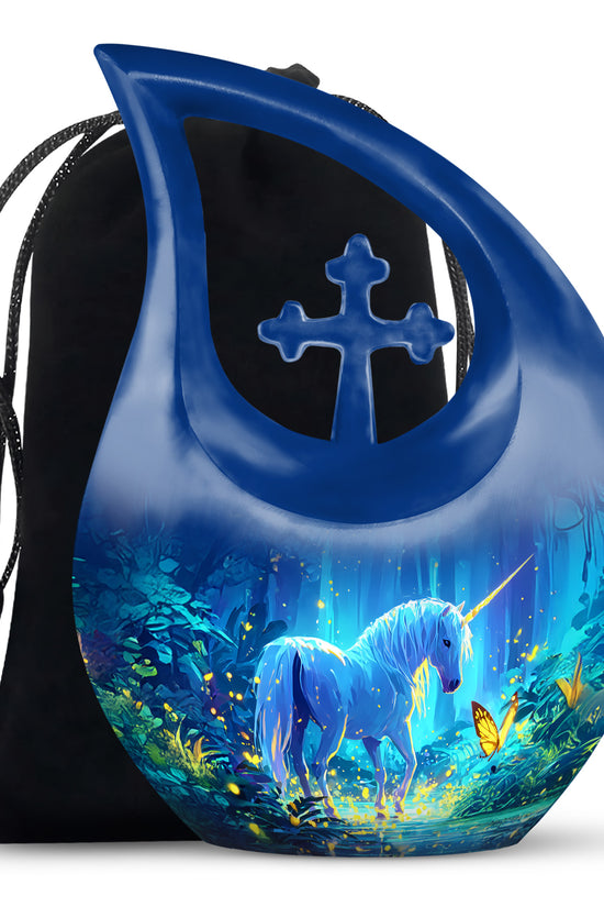 Mystical Unicorn Funeral Urn - Beautiful Forest Memorial Urn For Human Ashes