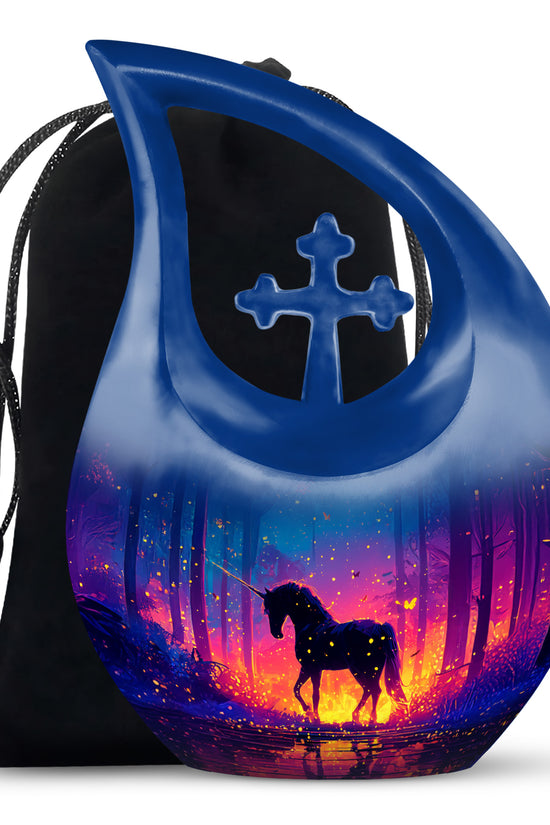 Fire Unicorn Memorial Urn - Forest Funeral Cremation Urn For Adult Ashes