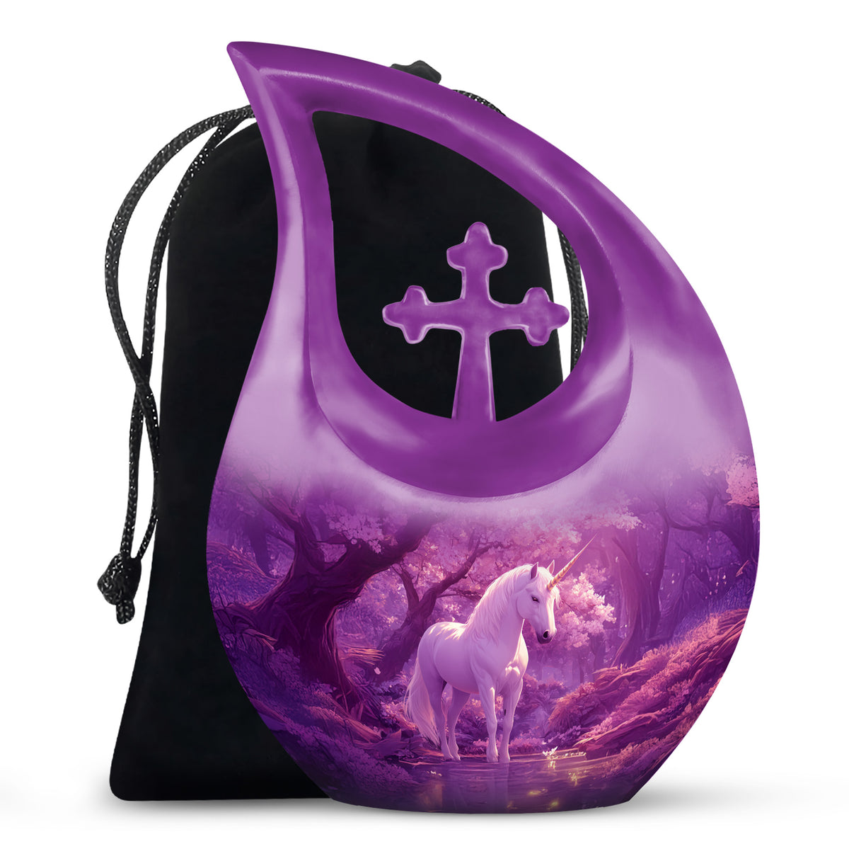 Beautiful Unicorn Cremation Urn - Purple Memorial Urn For Burial