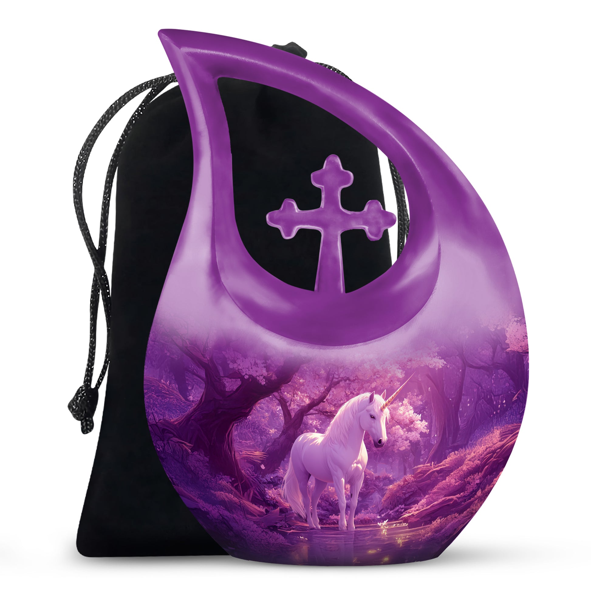 Beautiful Unicorn Cremation Urn - Purple Memorial Urn For Burial