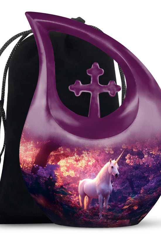 Magical Unicorn Memorial Urn - Blossom Forest Cremation Urn For Loved One