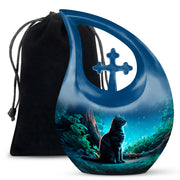 Night Cat Memorial Urn - Moonlight Cremation Urn For Human Ashes