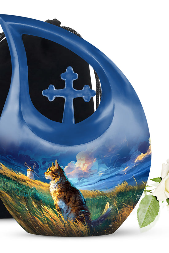 Cat Memorial Urn - Artistic Nature Funeral Urn For Pet Ashes
