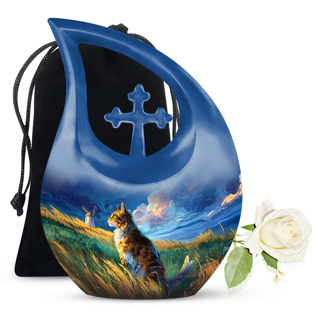 Cat Memorial Urn - Artistic Nature Funeral Urn For Pet Ashes