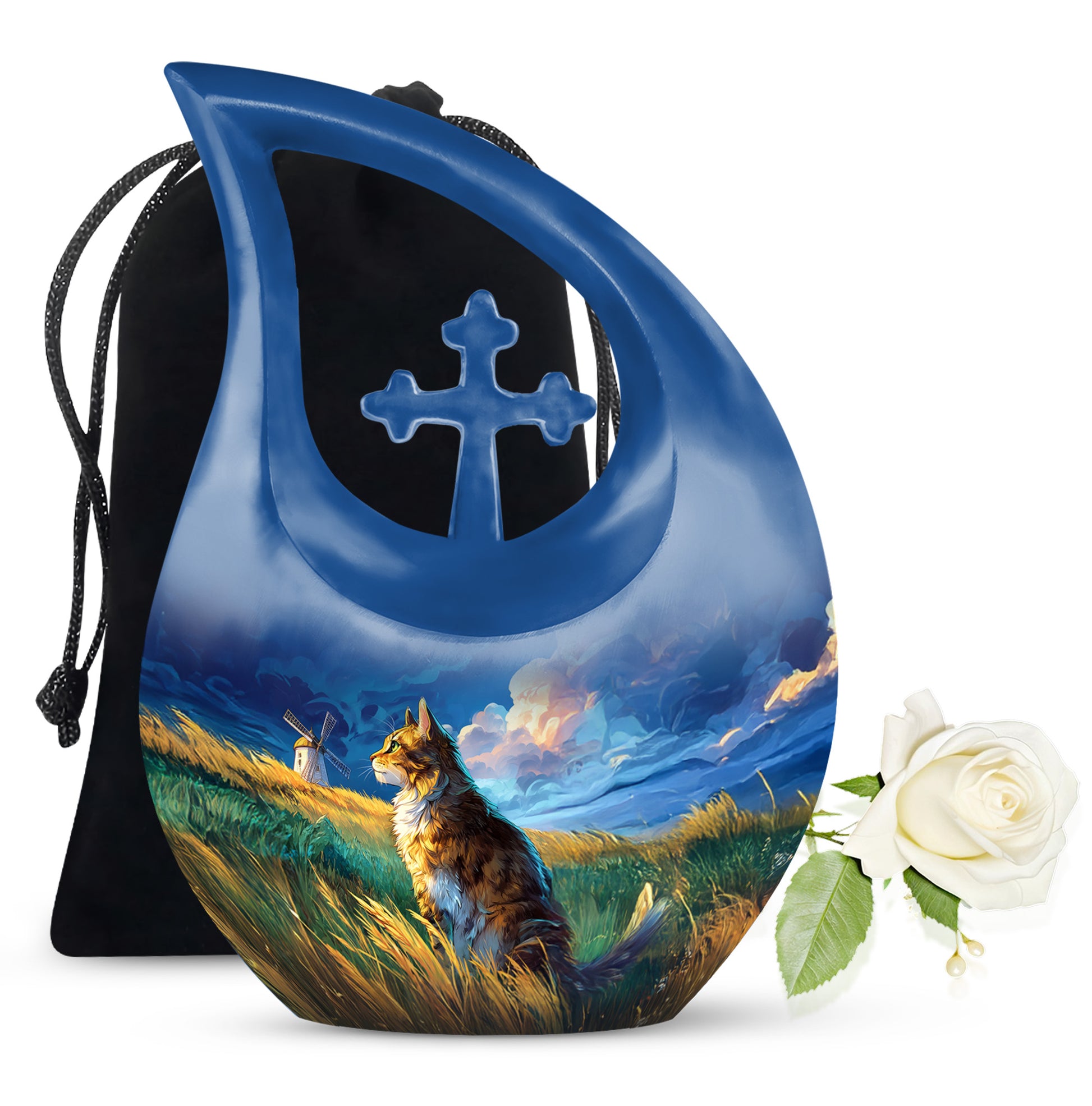 Cat Memorial Urn - Artistic Nature Funeral Urn For Pet Ashes