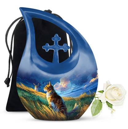 Cat Memorial Urn - Artistic Nature Funeral Urn For Pet Ashes