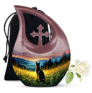 Black Cat Memorial Urn - Sunset Mountain Cremation Urn For Cat Ashes