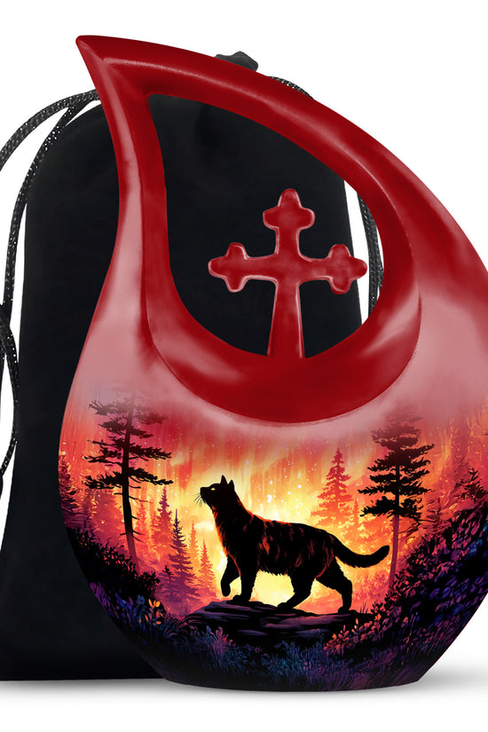 Cat Memroial Urn - Artistic Forest Cremation Urn For Pet Ashes