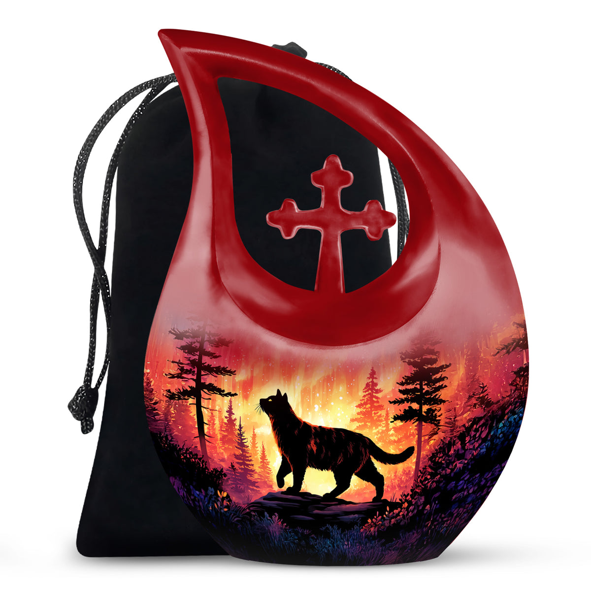 Cat Memroial Urn - Artistic Forest Cremation Urn For Pet Ashes