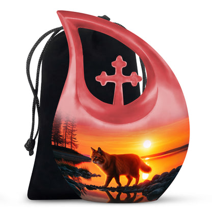 Sunset Cat Memorial Urn - Ocean Cremation Urn For Ashes