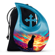 Black Cat Cremation Urn - Artistic Funeral Urn For Pet Ashes