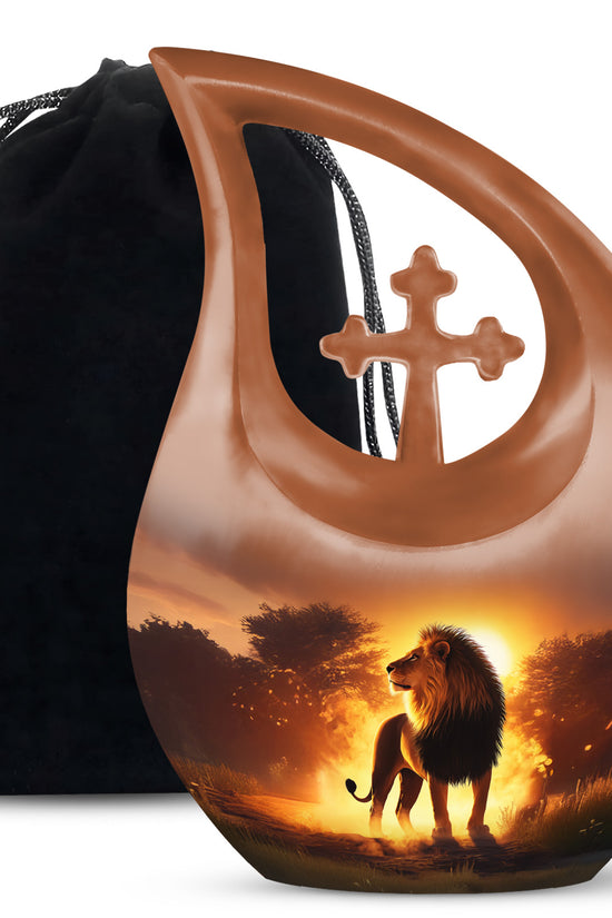 Lion Sunset Urn - Beautiful Burial Urns For Adult Human Ashes