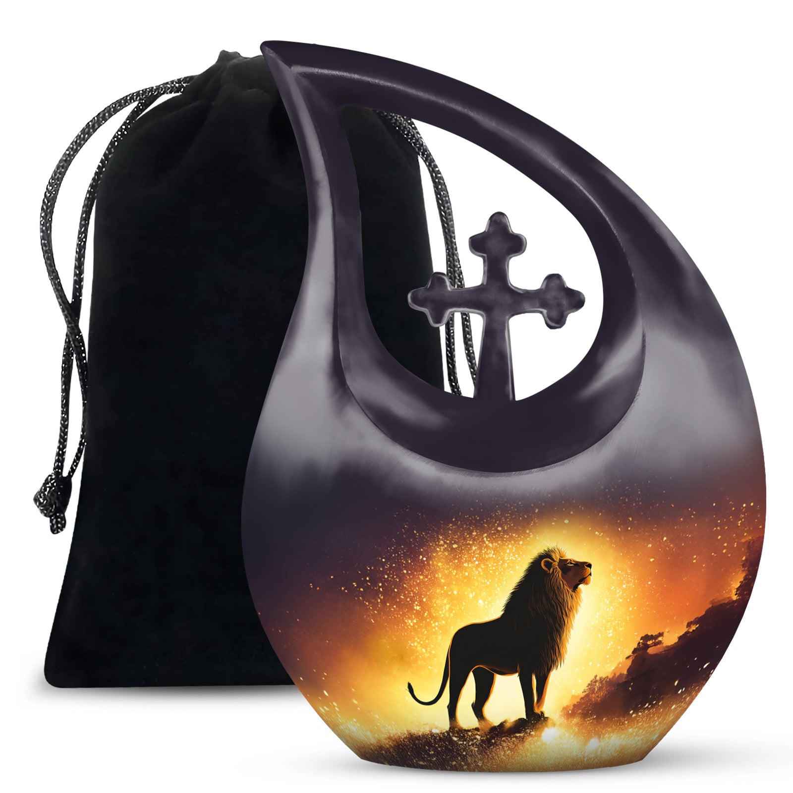 Lion Theme Cremation Urn - Memorial Container Urns For Human Ashes