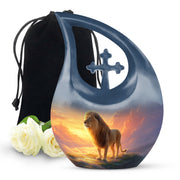 Golden Sky Lion Memorial Urn - Cremation Urn For Adult Ashes