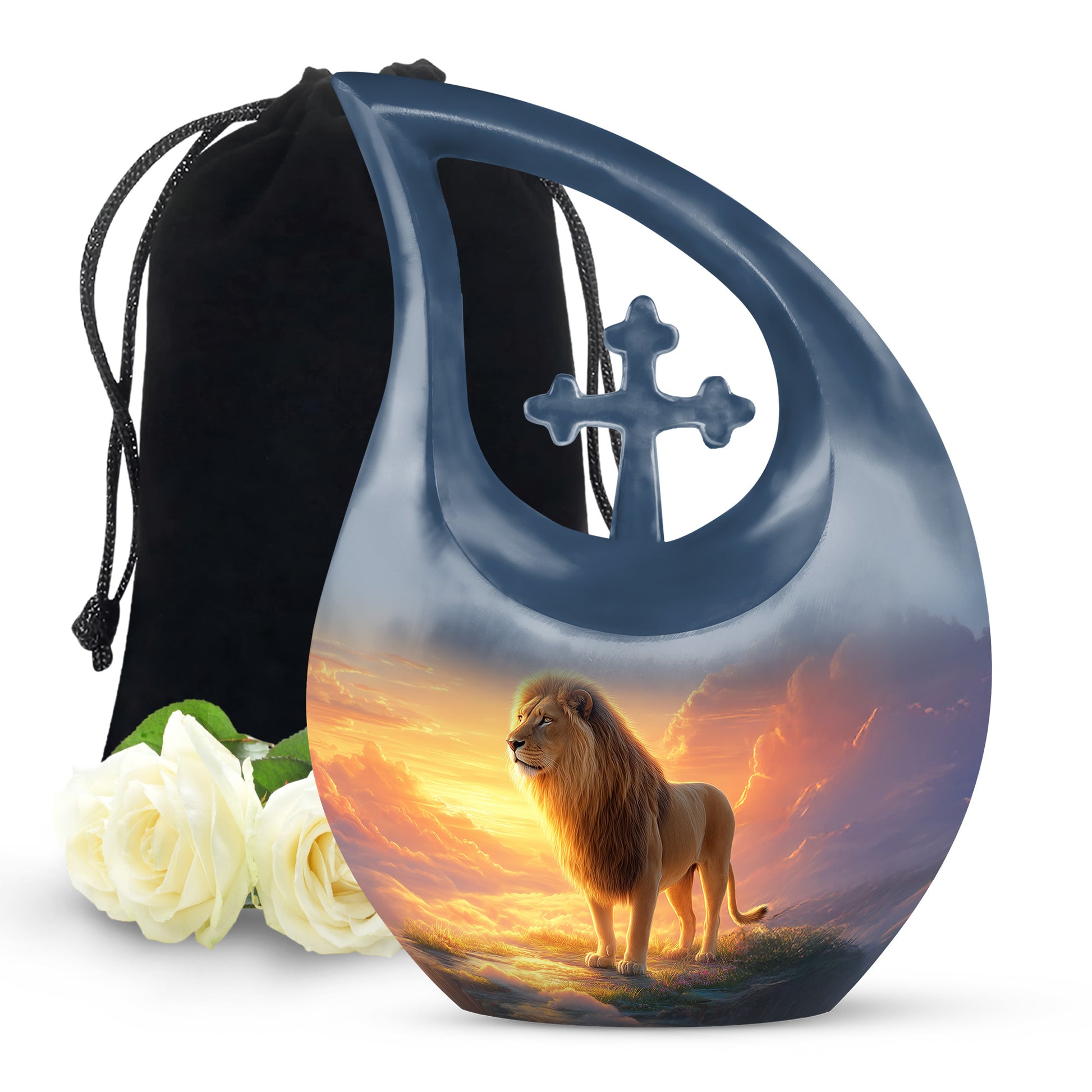 Golden Sky Lion Memorial Urn - Cremation Urn For Adult Ashes