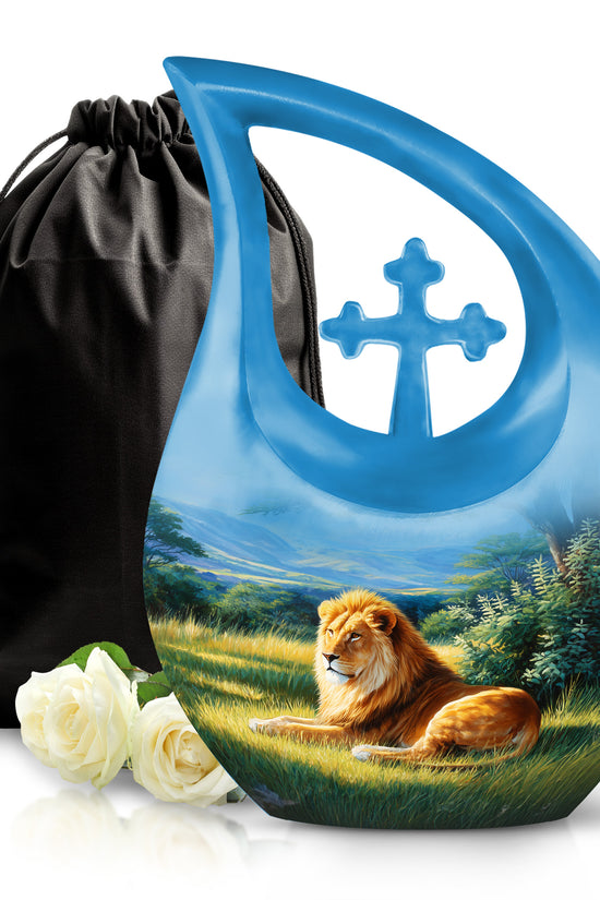 Mystic Lion Cremation Urn - Nature Valley Design Memorial Urn For Loved Ones