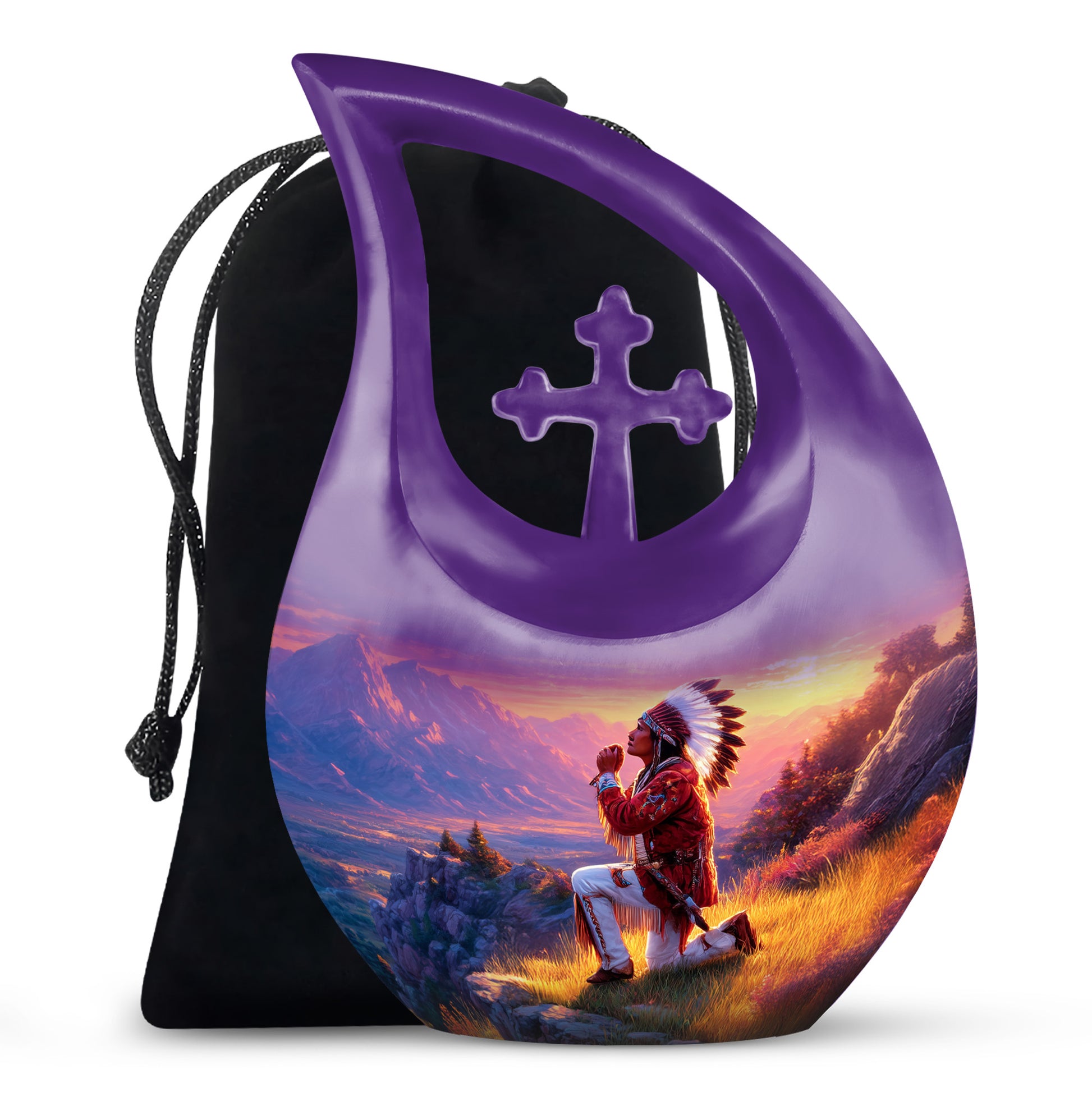 Native American Prayer Cremation Urn - Sunset Funeral For Burial