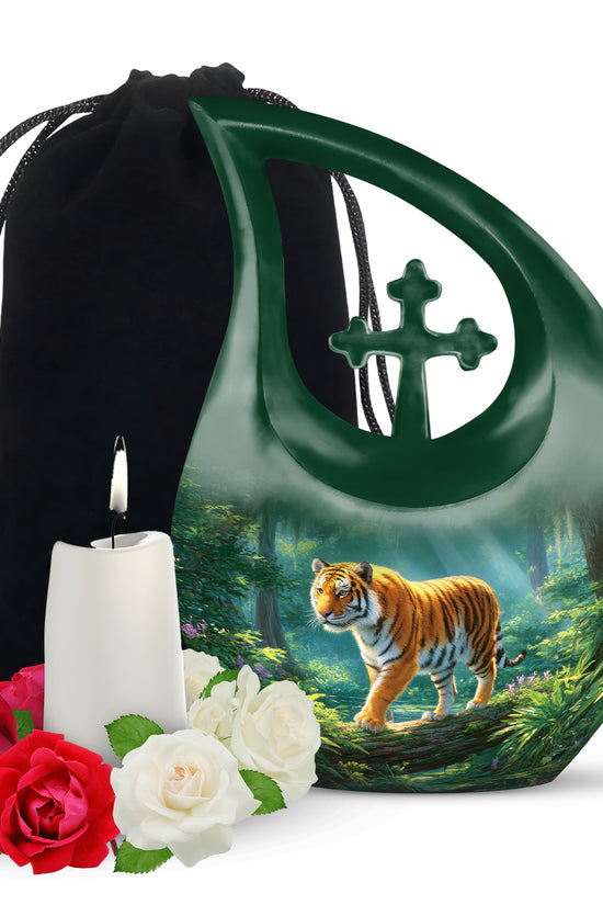 Tiger Memorial Urn - Jungle Wildlife Cremation Urn For Male Ashes